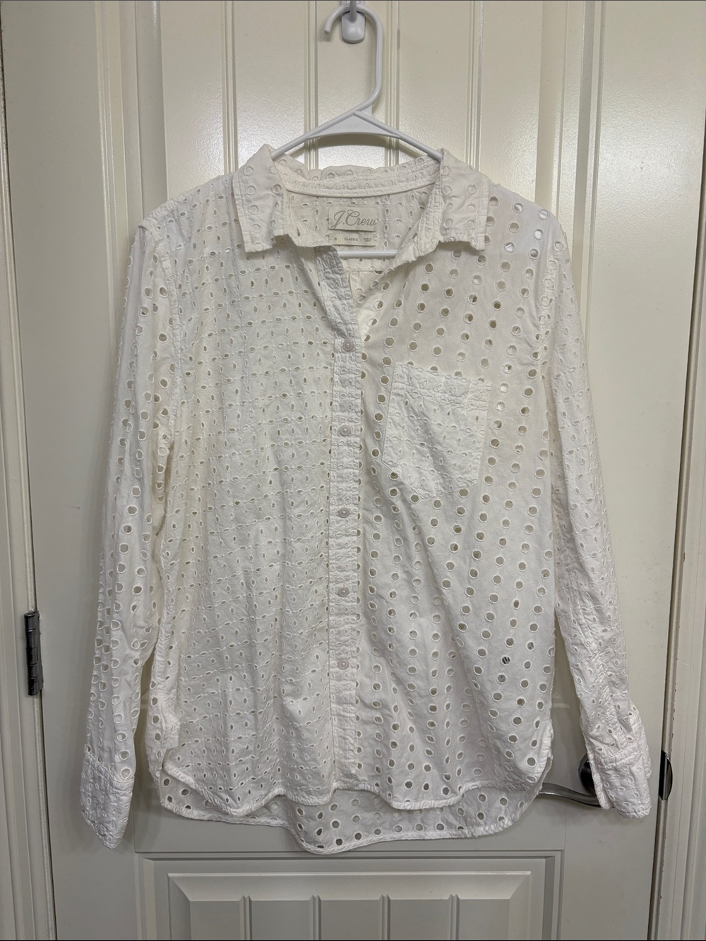 J. Crew White Broderie Eyelet Button-Down Shirt